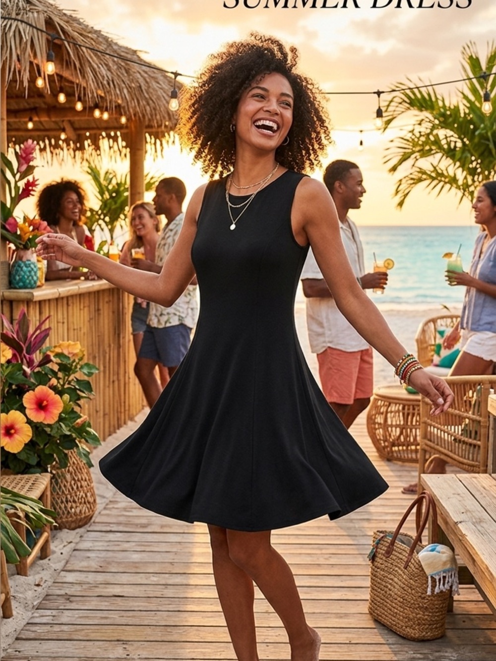 New York & Company Black Women's Scoop Neck Dress